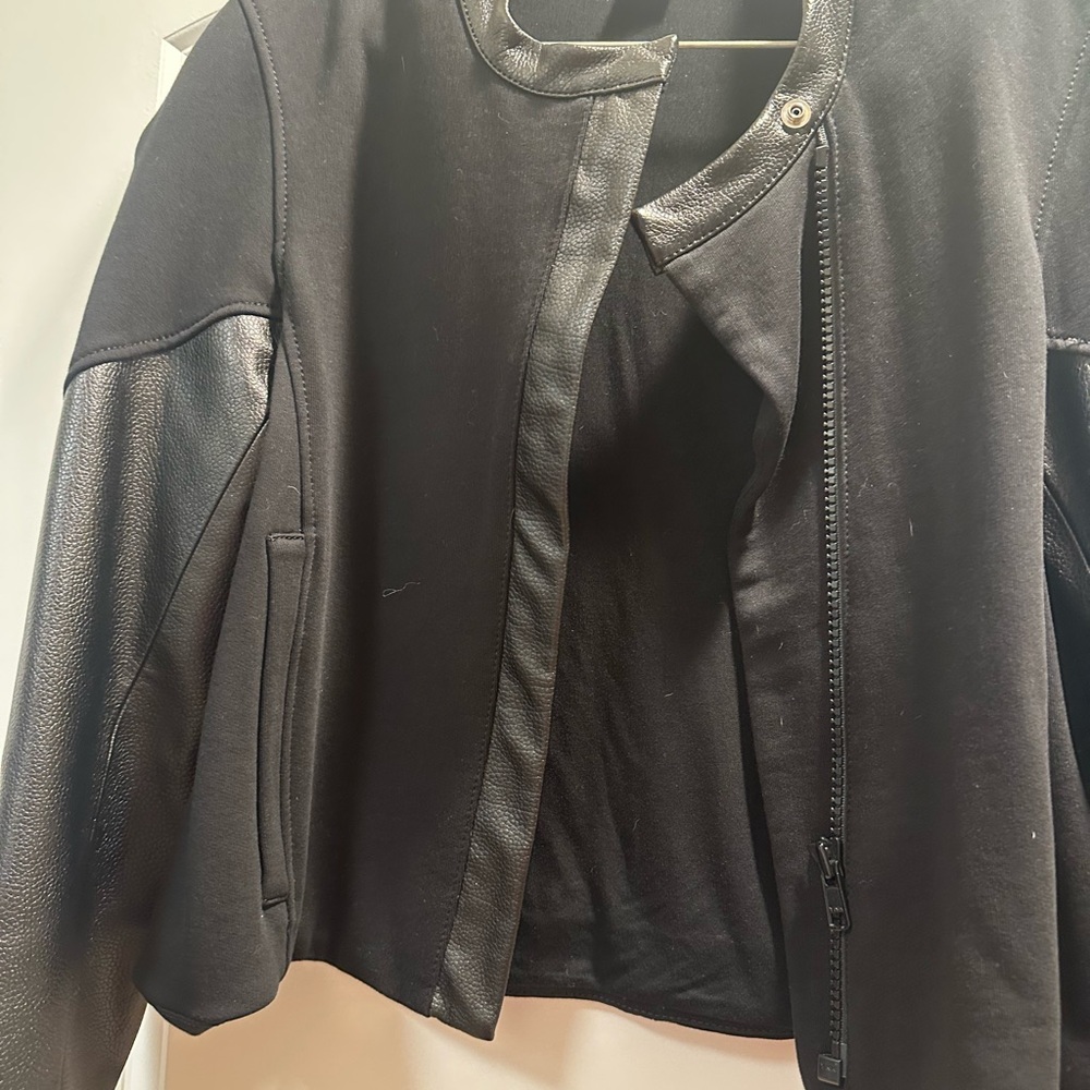 Helmut Lang Black Leather Moto Jacket Asymmetrical Zipper